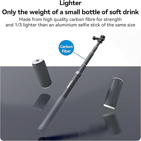 TELESIN 3rd Gen 3 Meter Ultra Long Carbon Fiber Selfie Stick for Action Camera, Waterproof Underwater Monopod for GoPro, DJI Osmo Action, Invisible Stick for Insta360 ONE RS, ONE X3-300CM TELESIN 3rd Gen 3 Meter Ultra Long Carbon Fiber Selfie Stick for Action Camera, Waterproof Underwater Monopod for GoPro, DJI Osmo Action, Invisible Stick for Insta360 ONE RS, ONE X3-300CM
